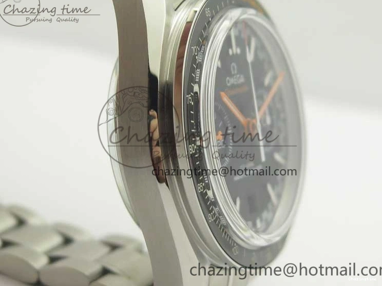 0114 Speedmaster Moonwatch OMF 1:1 Best Edition Black Dial Orange Hand on SS Bracelet A Timeless 8044